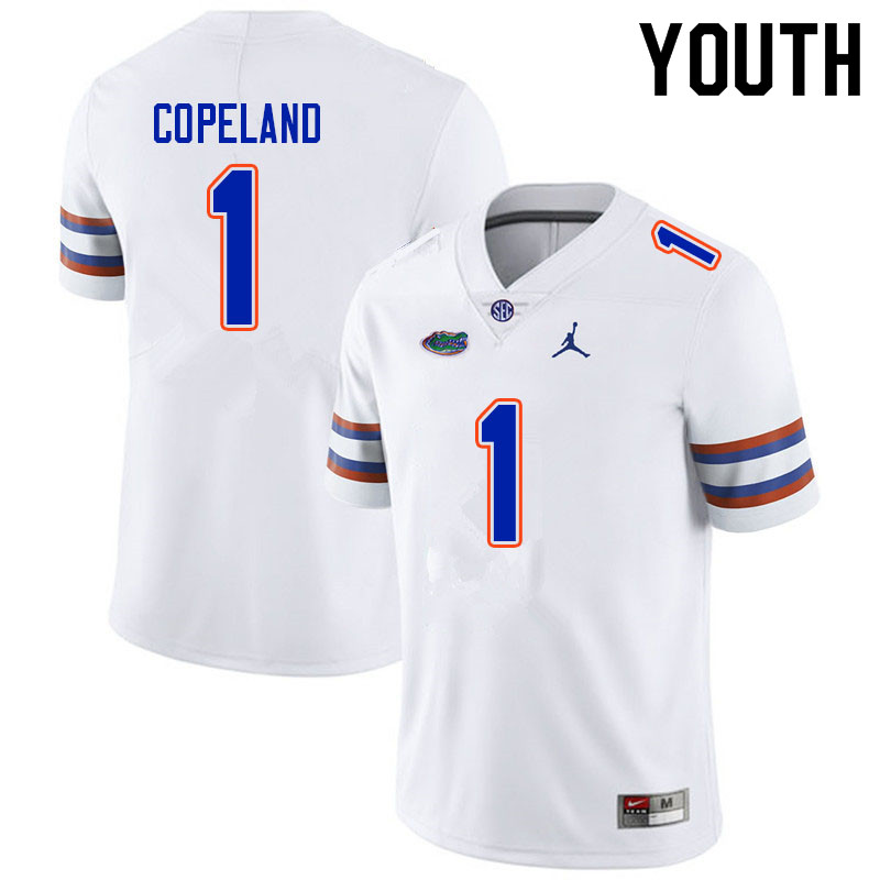 Youth #1 Jacob Copeland Florida Gators College Football Jerseys Sale-White - Click Image to Close